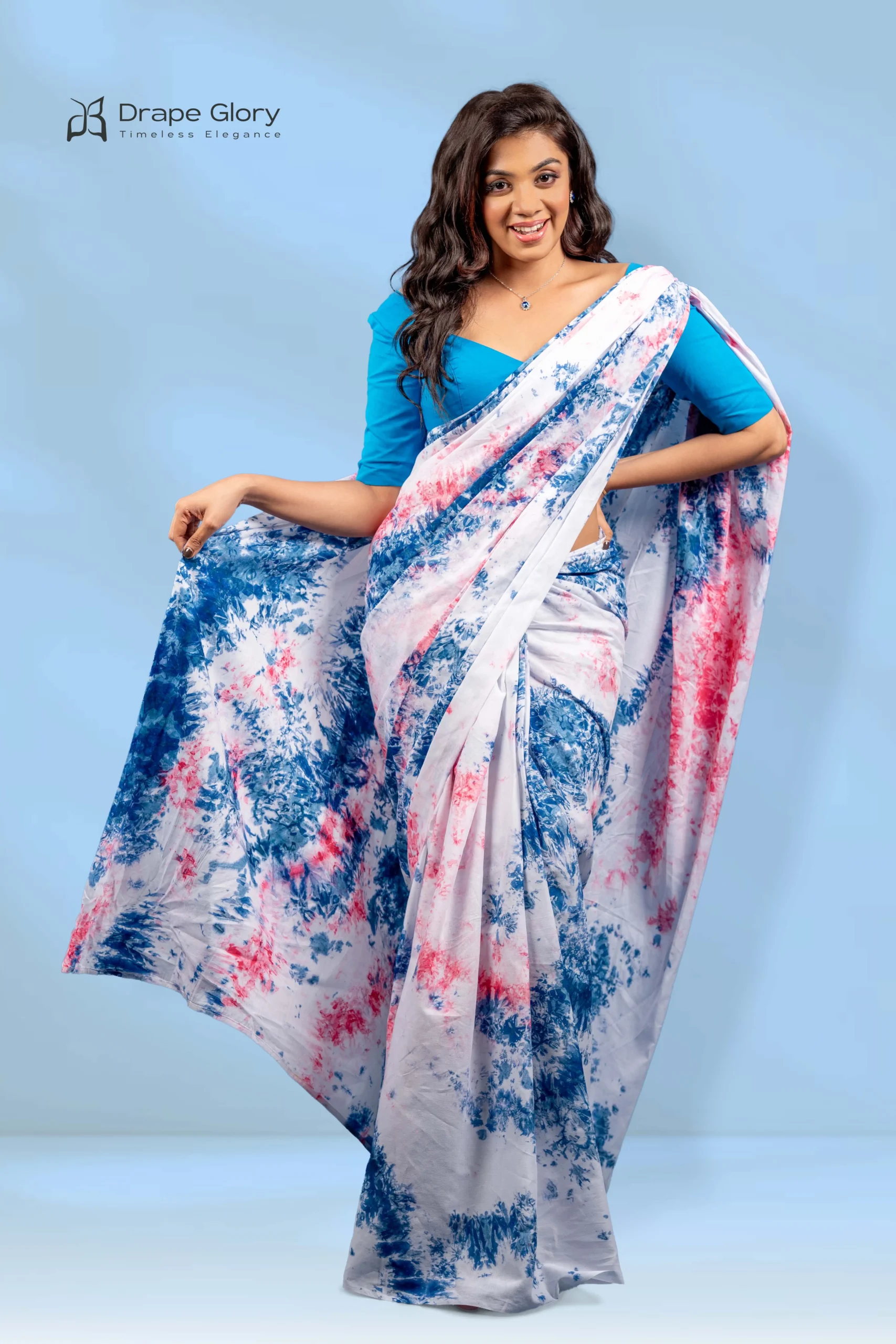 “Berry Sky” Tie Dye Saree – 260010BTD - Image 2