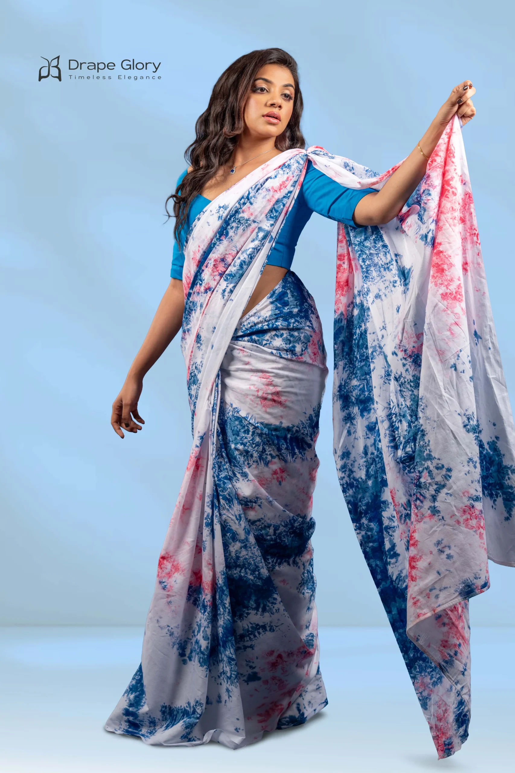 “Berry Sky” Tie Dye Saree – 260010BTD - Image 4