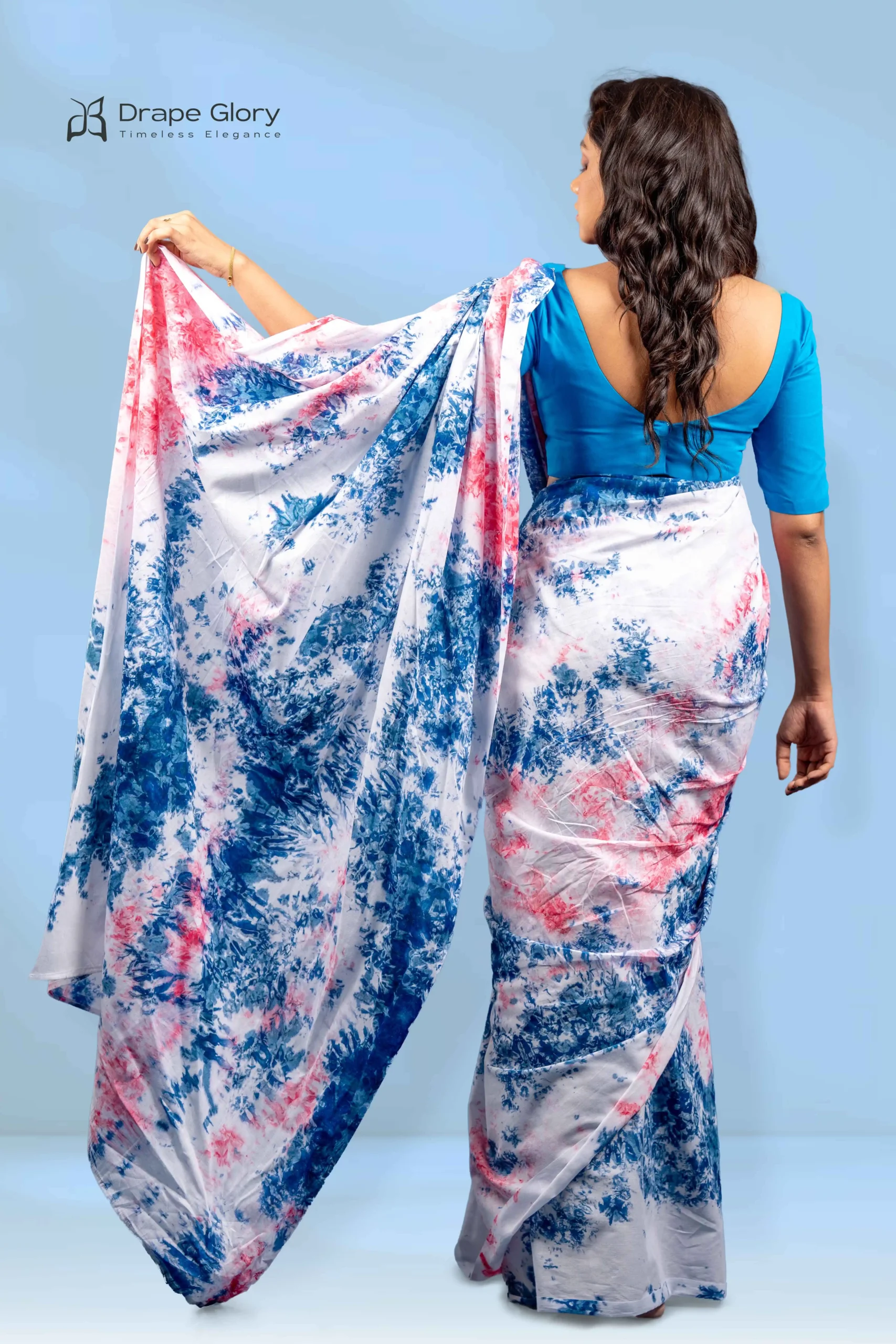 “Berry Sky” Tie Dye Saree – 260010BTD - Image 3