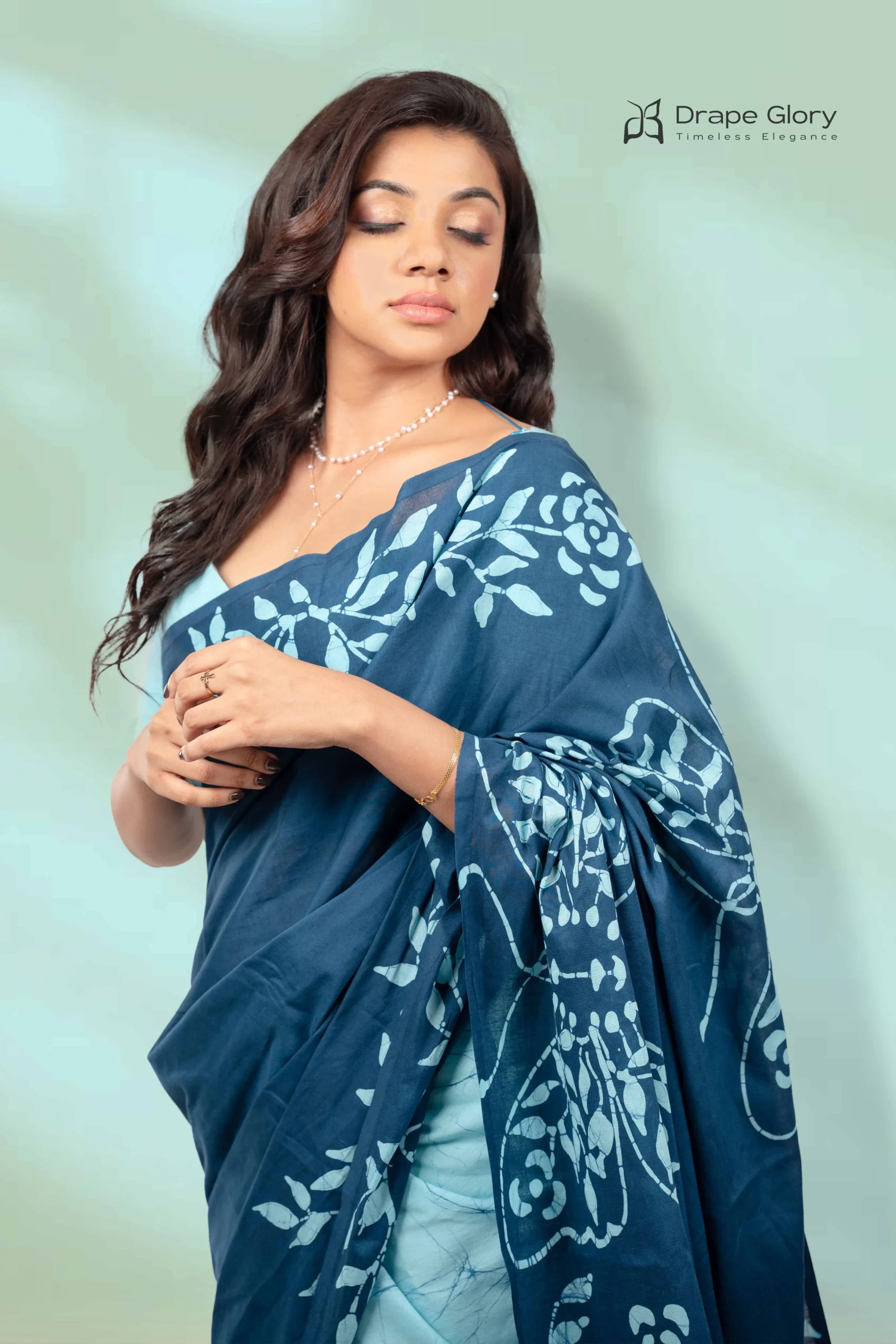 “Sea Bloom” Greenish Blue Saree – 260019BFW