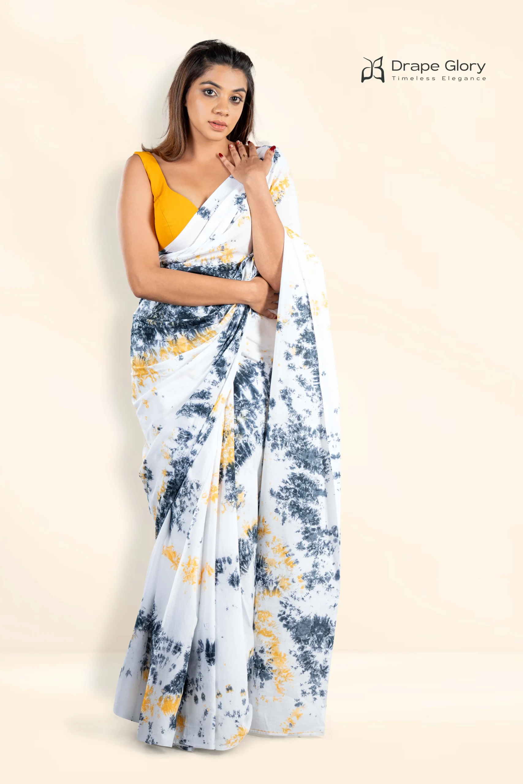 “Golden Mist” Tie Dye Saree – 260037BTD